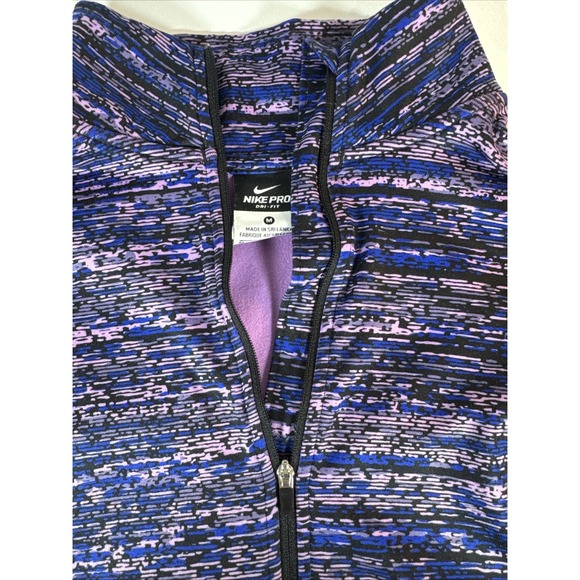 Nike Pro Blue Purple Dri-Fit Half-Zip Thumbholes Pullover Women's M - Picture 7 of 12